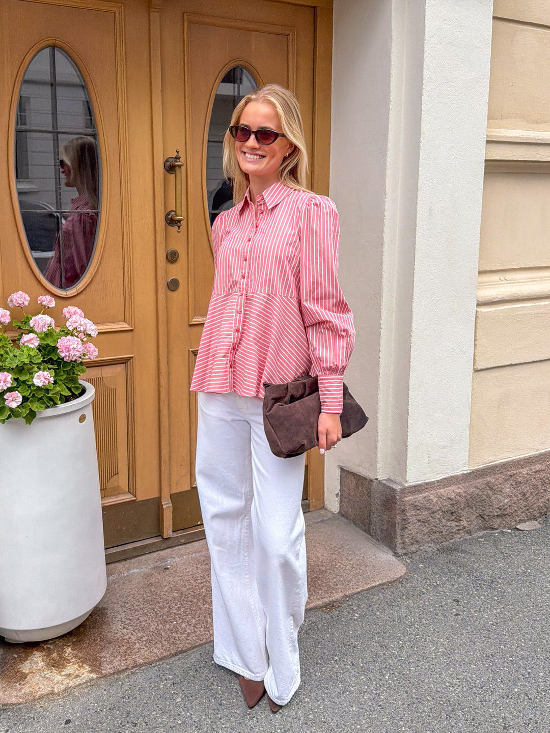 Poplin Peplum Blouse White Stripes | Skjorter og bluser | Smuk