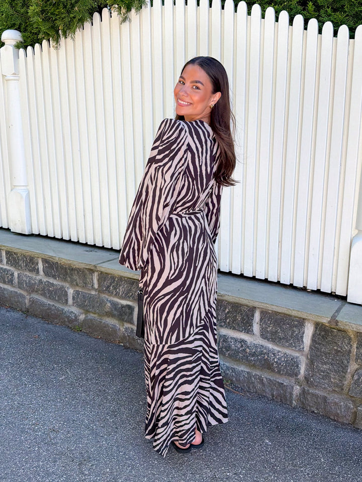 Portofino Maxi Dress Brown Zebra | Kjoler | Smuk