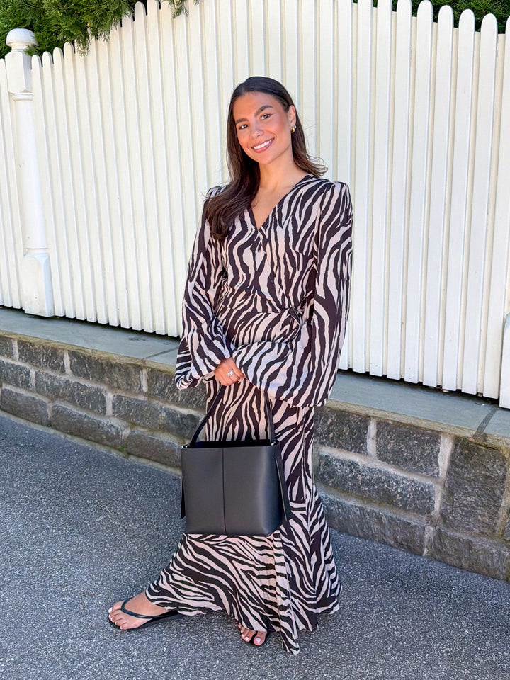 Portofino Maxi Dress Brown Zebra | Kjoler | Smuk