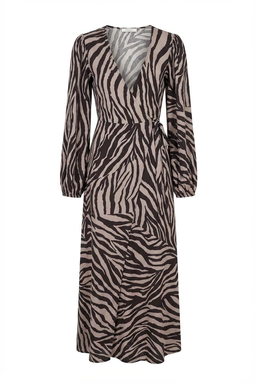 Portofino Maxi Dress Brown Zebra | Kjoler | Smuk