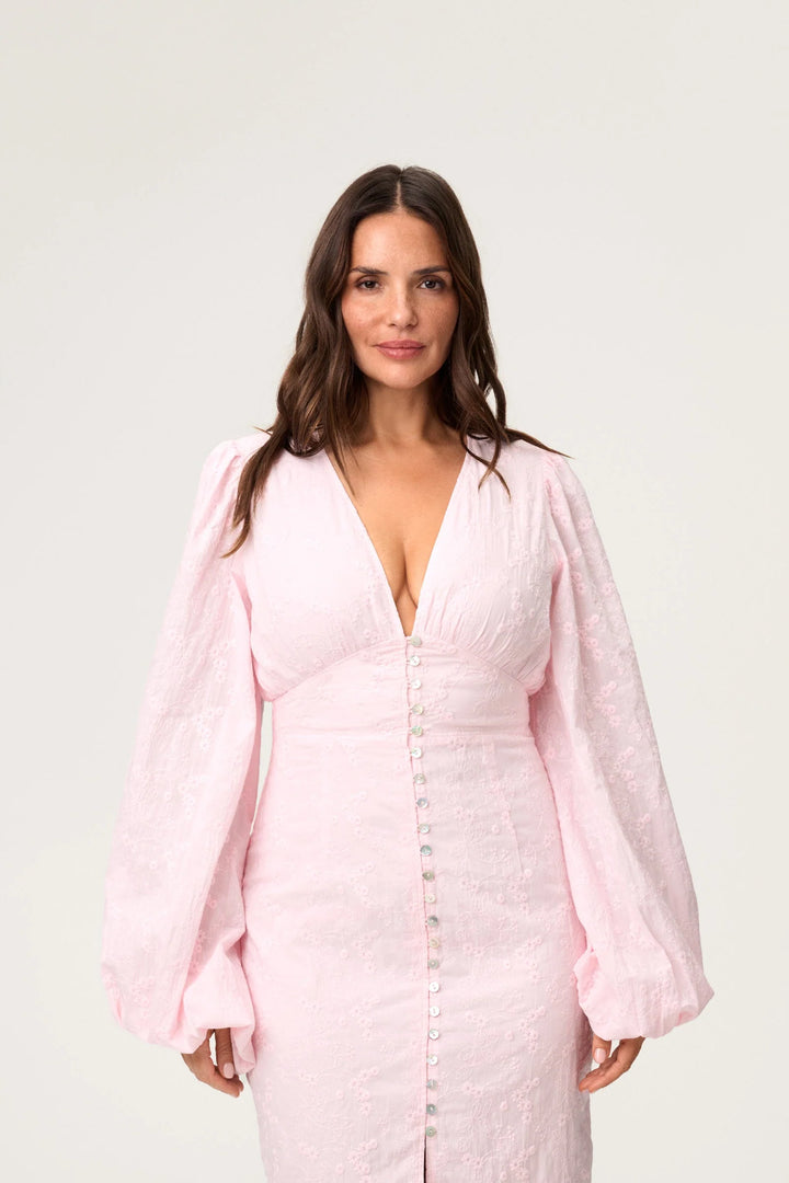 Positano Dress Pink Embroidery