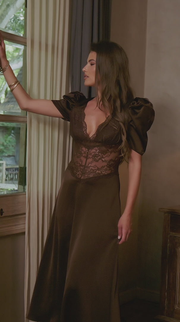 Francis Lace Midi Dress Espresso