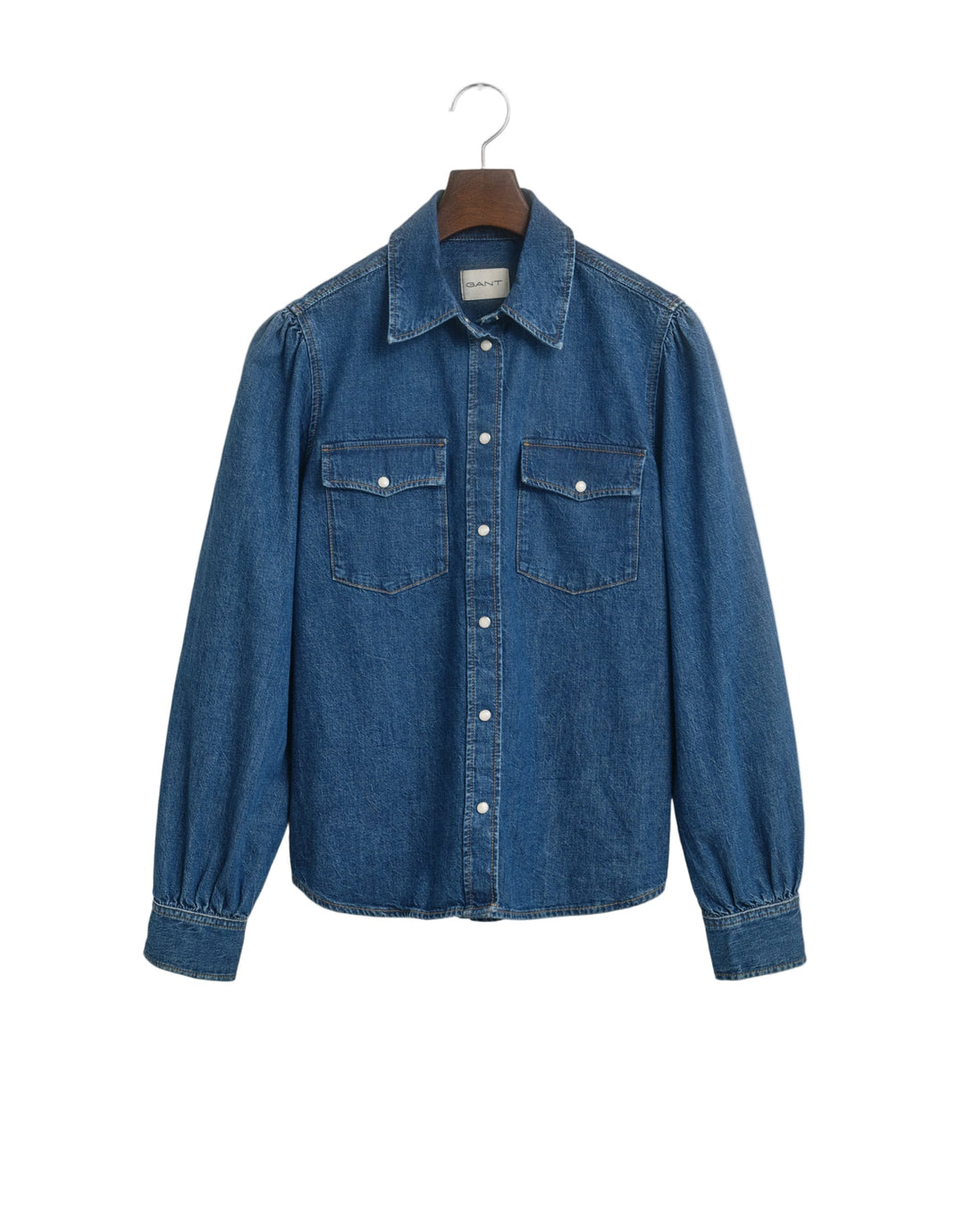 Reg Puff Sleeve Denim Shirt Indigo | Skjorter og bluser | Smuk - Dameklær på nett