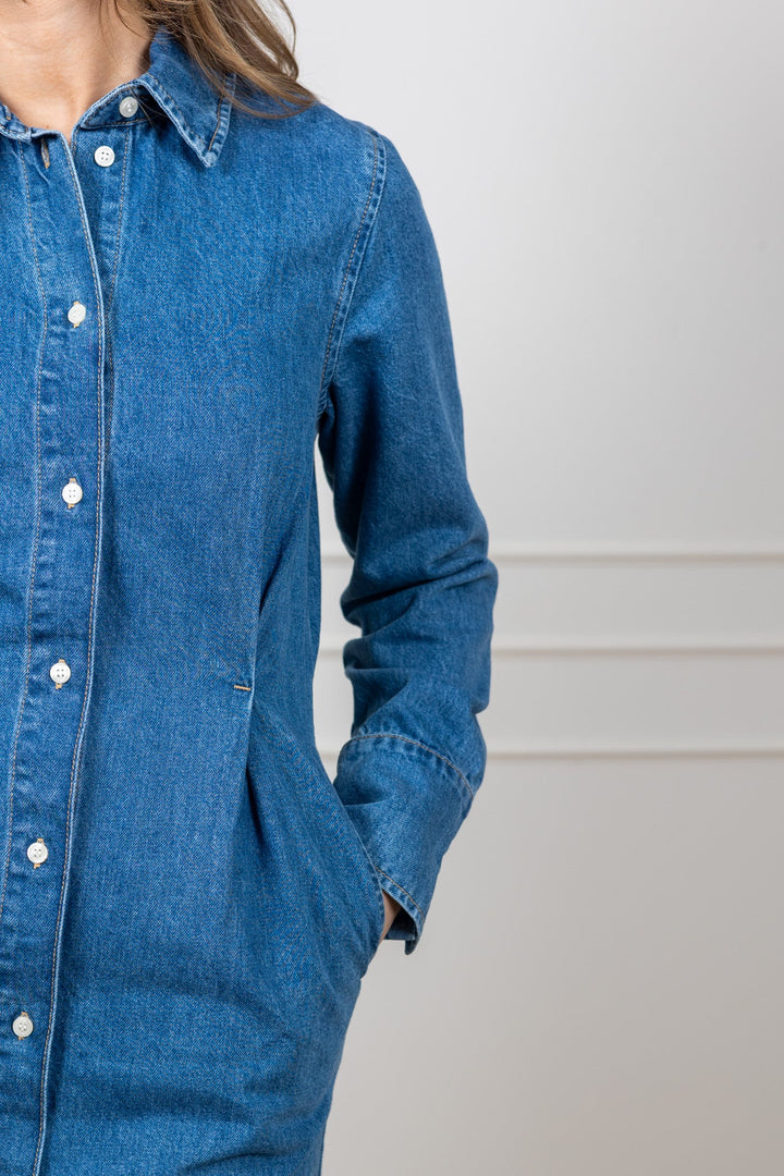 Regular Agathe Long Denim Dress Medium Blue Denim | Kjoler | Smuk