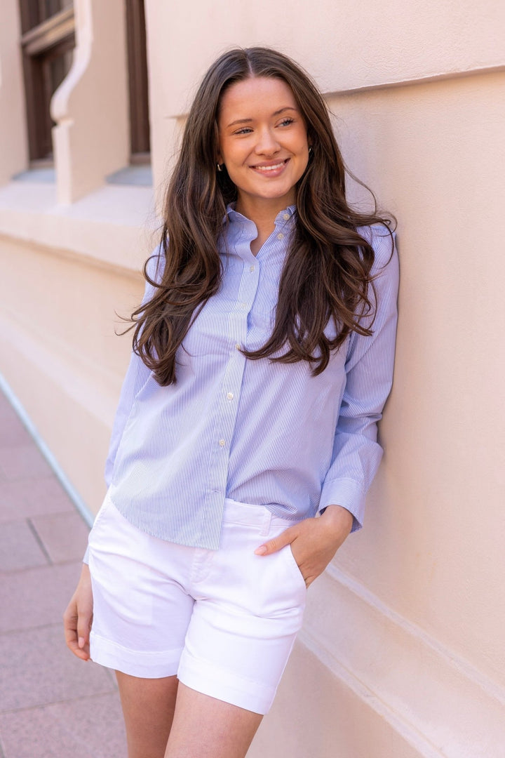 Regular Fit Classic Poplin Striped Shirt Perfect Blue | Skjorter og bluser | Smuk - Dameklær på nett
