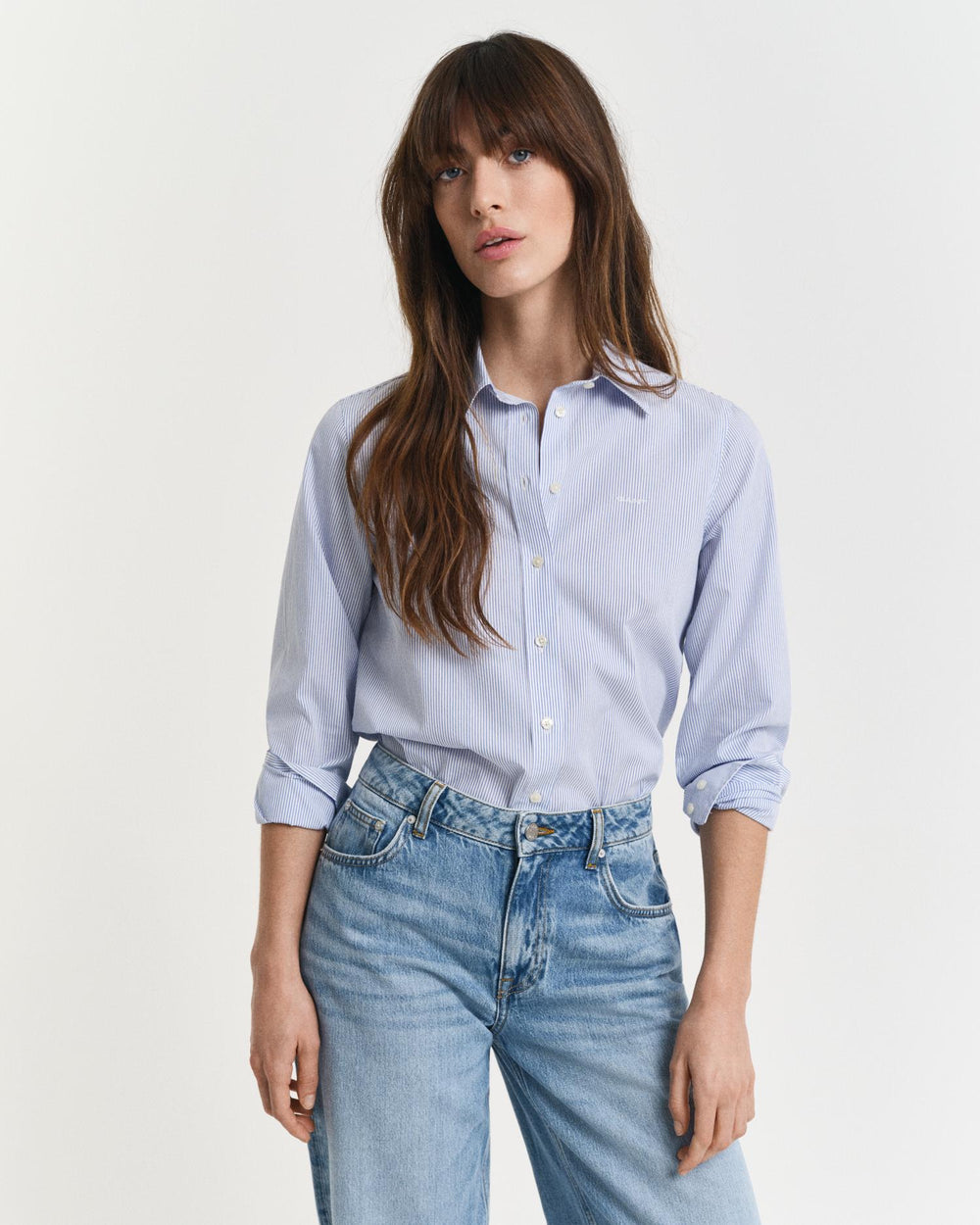 Regular Fit Classic Poplin Striped Shirt Perfect Blue | Skjorter og bluser | Smuk - Dameklær på nett