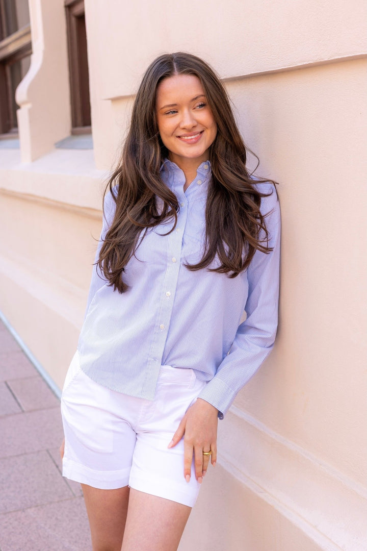 Regular Fit Classic Poplin Striped Shirt Perfect Blue | Skjorter og bluser | Smuk - Dameklær på nett