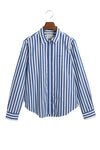 Regular Fit Wide Striped Poplin Shirt Deep Cobalt