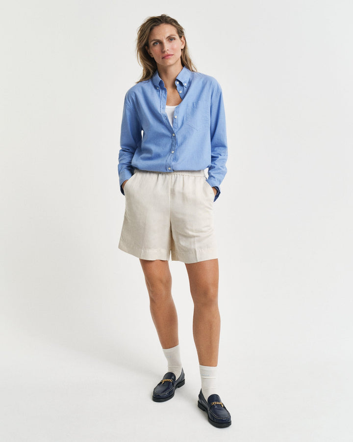 Relaxed Fit Linen Blend Pull - On Shorts Putty | Shorts | Smuk - Dameklær på nett