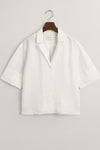 Relaxed Fit Linen Short Sleeve Shirt White