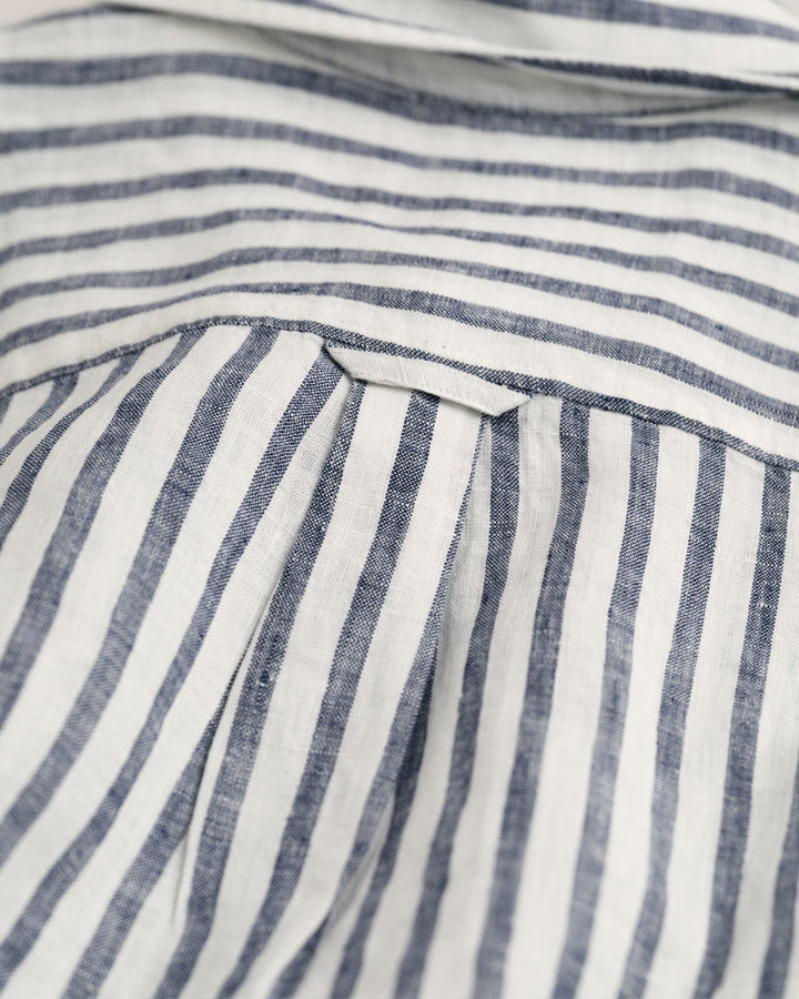Relaxed Fit Striped Linen Shirt Evening Blue | Skjorter og bluser | Smuk - Dameklær på nett