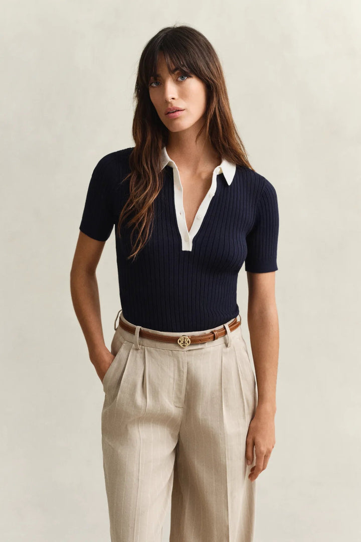 Rib Knit Ss Rugger Evening Blue | Topper | Smuk