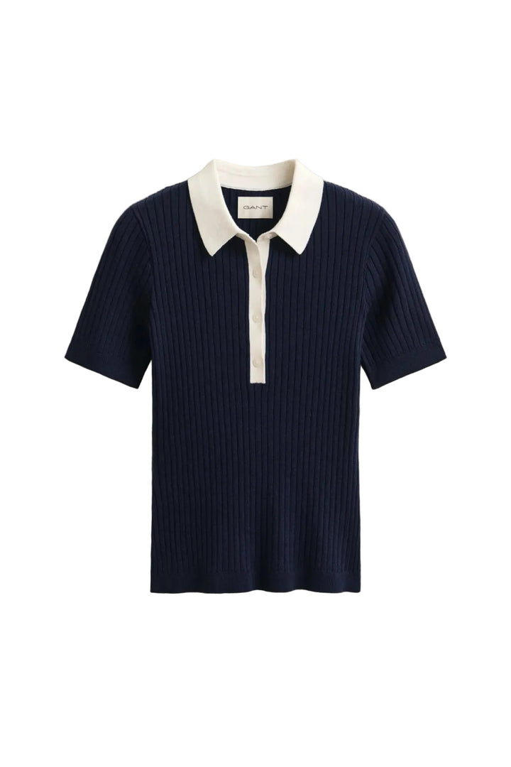 Rib Knit Ss Rugger Evening Blue | Topper | Smuk