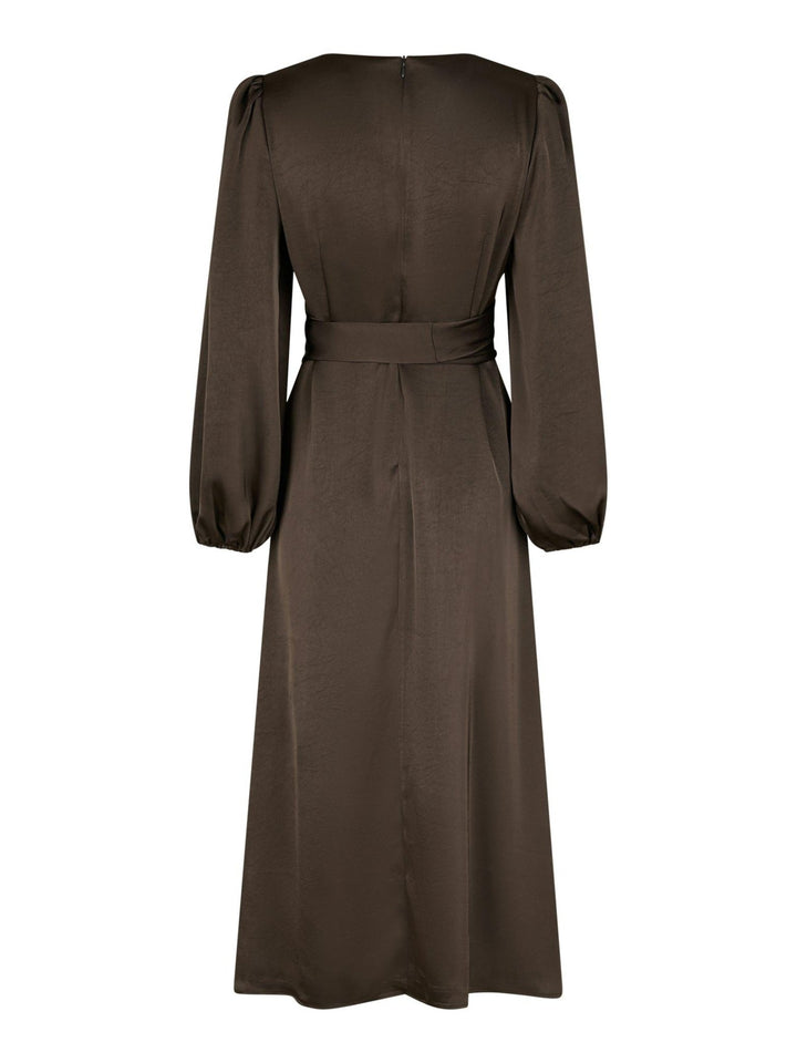 Rimini Heavy Sateen Dress Dark Brown | Kjoler | Smuk - Dameklær på nett