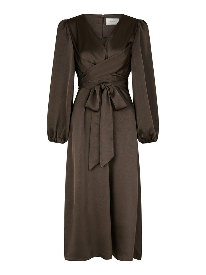 Rimini Heavy Sateen Dress Dark Brown | Kjoler | Smuk - Dameklær på nett