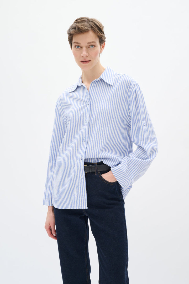 Rimoneiw Shirt Blue / White | Skjorter og bluser | Smuk - Dameklær på nett