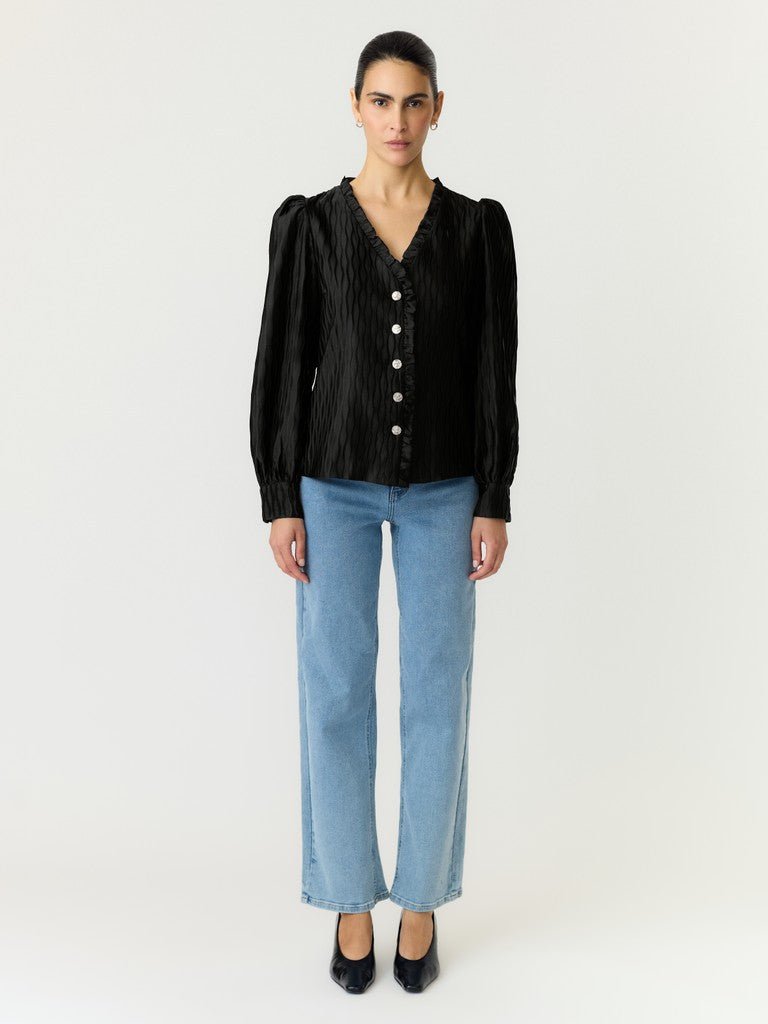 Ripple Ls V-Neck Shirt Black | Skjorter og bluser | Smuk