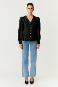 Ripple Ls V-Neck Shirt Black