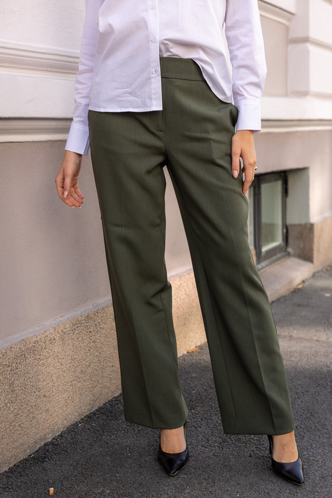 Rita Mw Wide Pant Mel Deep Depths Melange | Bukser | Smuk - Dameklær på nett