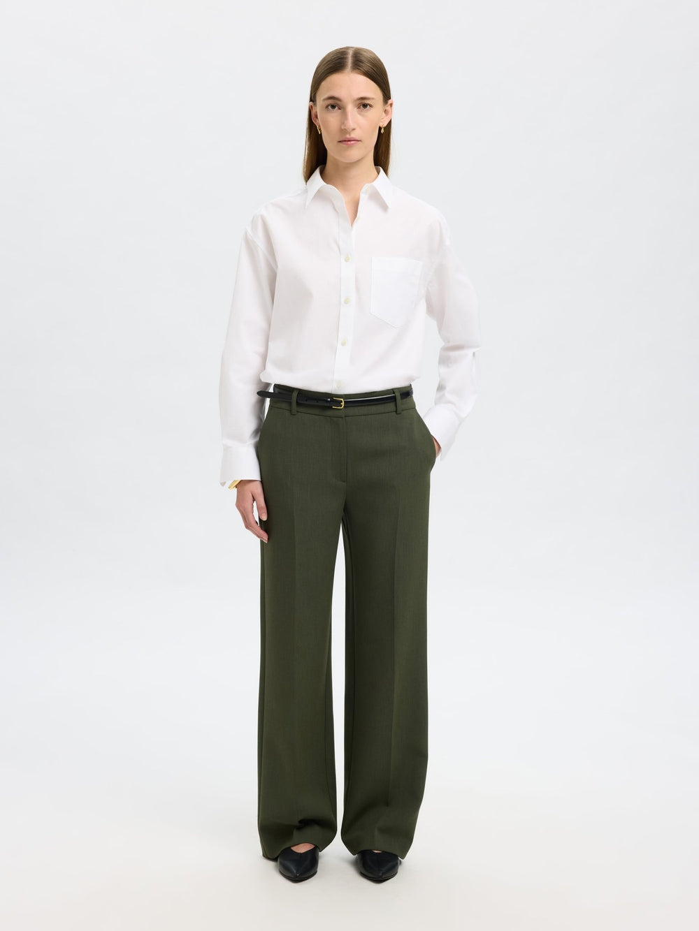 Rita Mw Wide Pant Mel Deep Depths Melange | Bukser | Smuk - Dameklær på nett