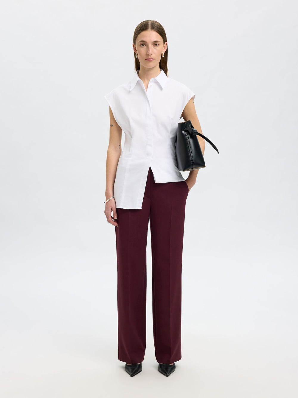 Rita Mw Wide Pant Mel Fig Melange | Bukser | Smuk - Dameklær på nett