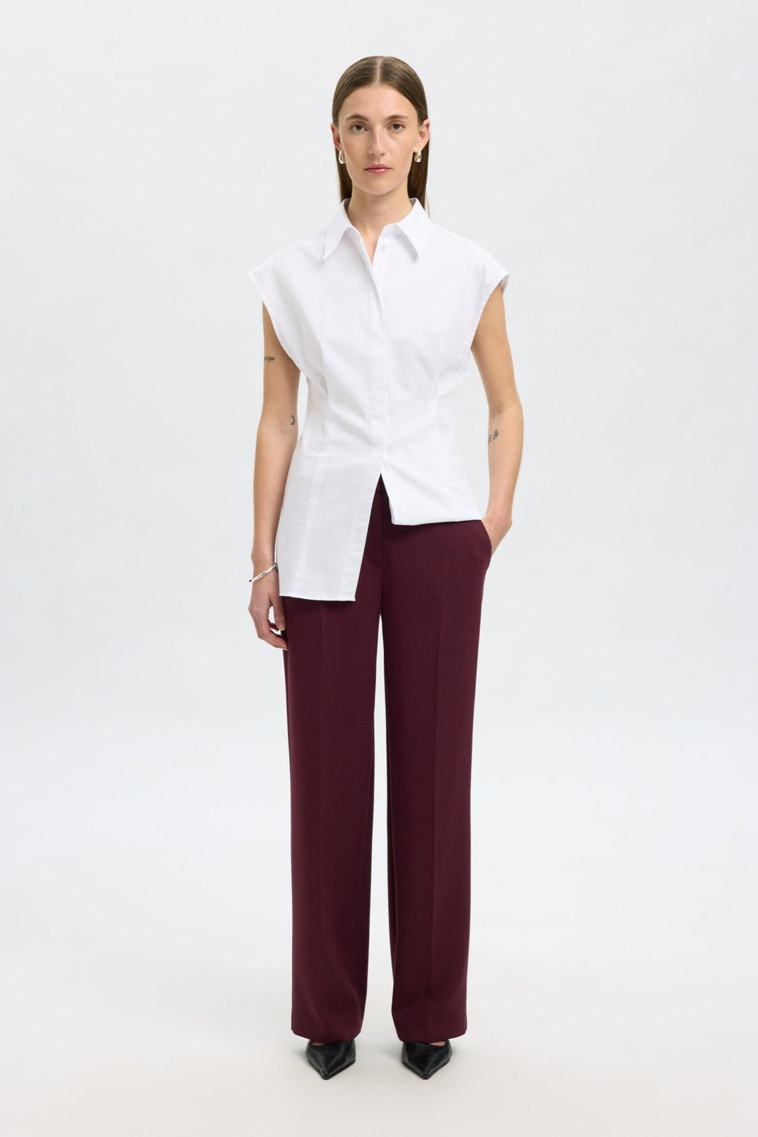 Rita Mw Wide Pant Mel Fig Melange | Bukser | Smuk - Dameklær på nett