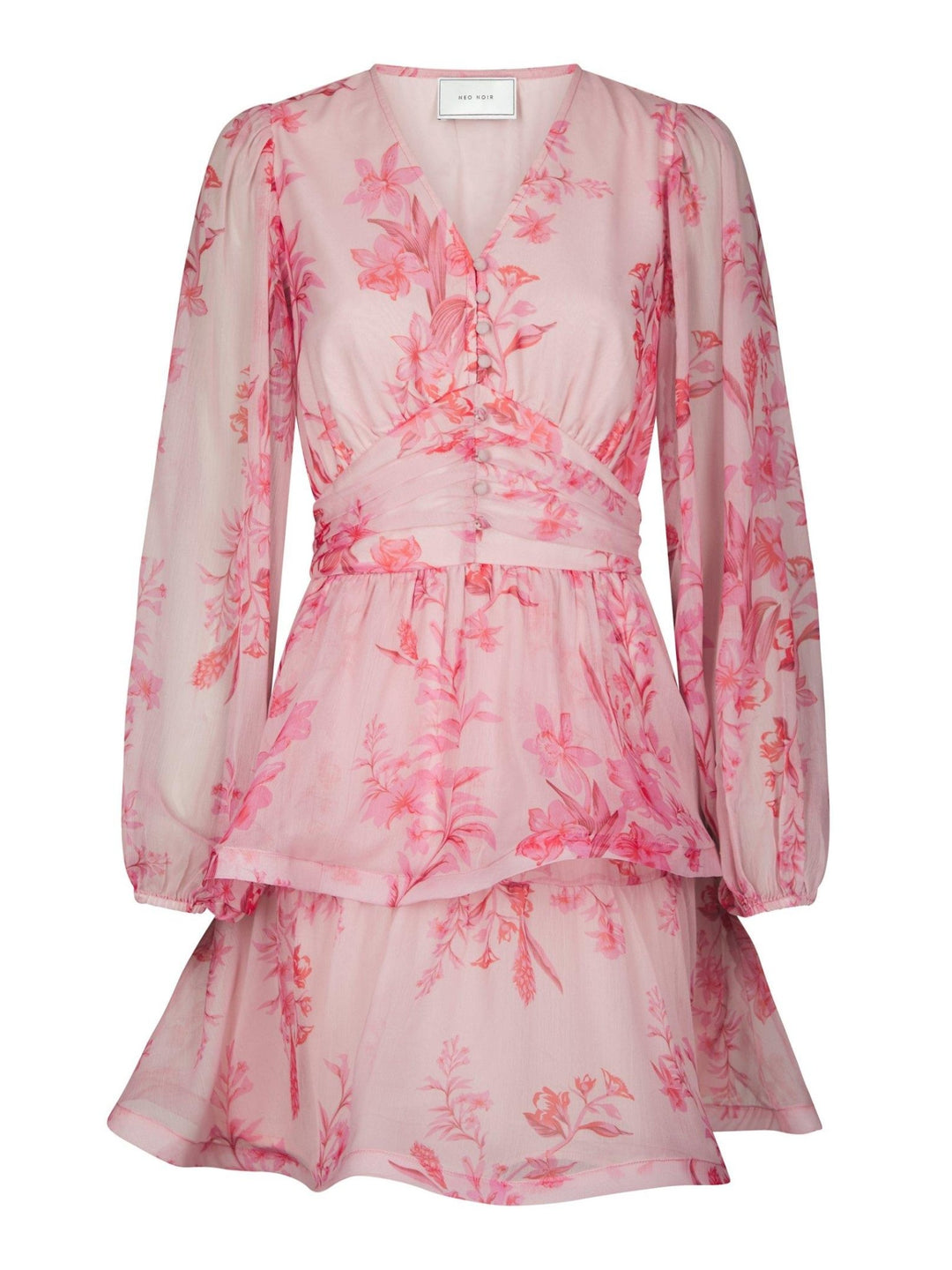 Rivana Print Chiffon Dress Pink | Kjoler | Smuk