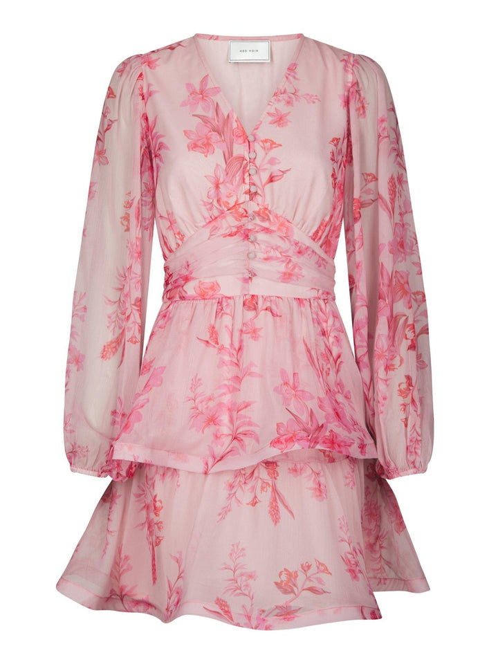 Rivana Print Chiffon Dress Pink | Kjoler | Smuk