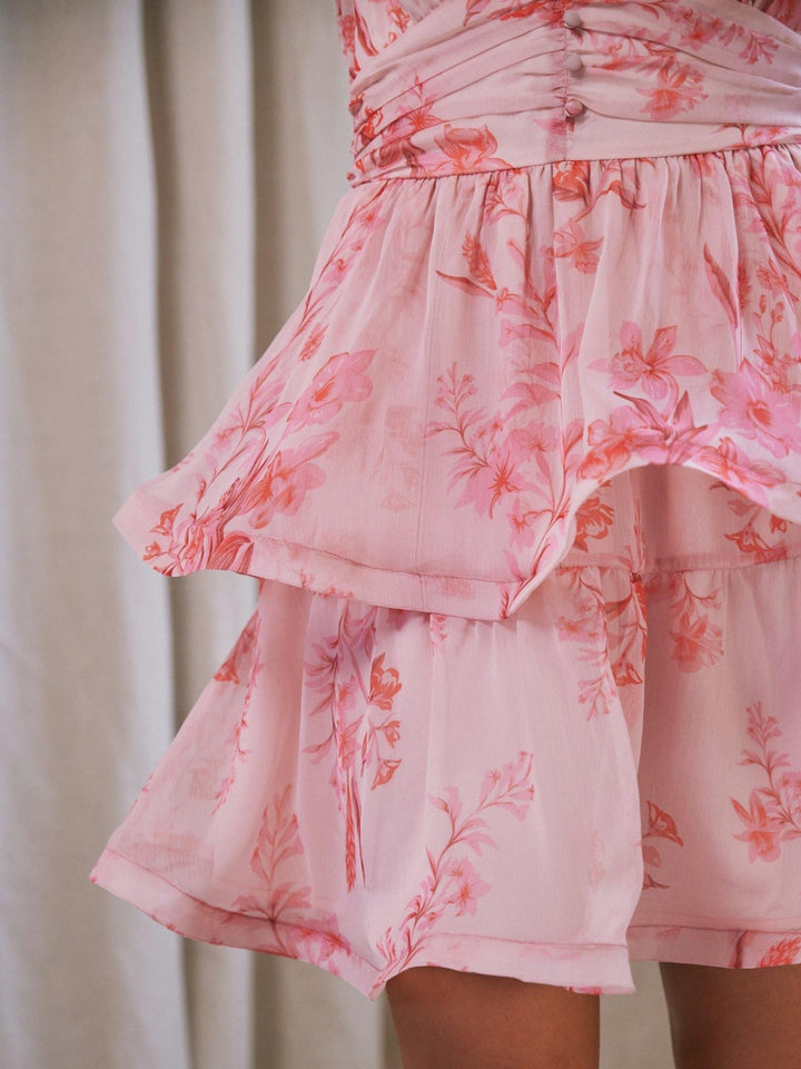 Rivana Print Chiffon Dress Pink | Kjoler | Smuk
