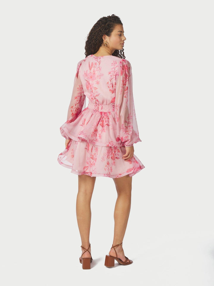 Rivana Print Chiffon Dress Pink | Kjoler | Smuk