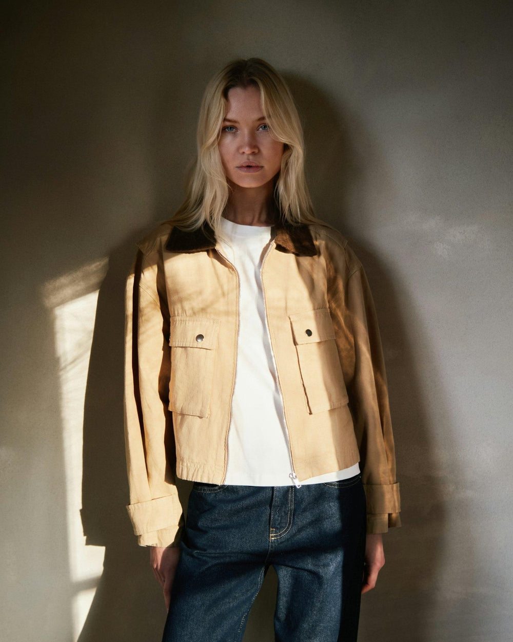 Rivera Canvas Boxy Jacket Sand | Yttertøy | Smuk - Dameklær på nett