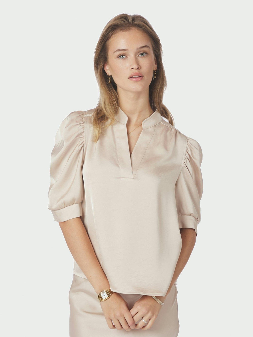 Roella Heavy Sateen Blouse Champagne | Skjorter og bluser | Smuk