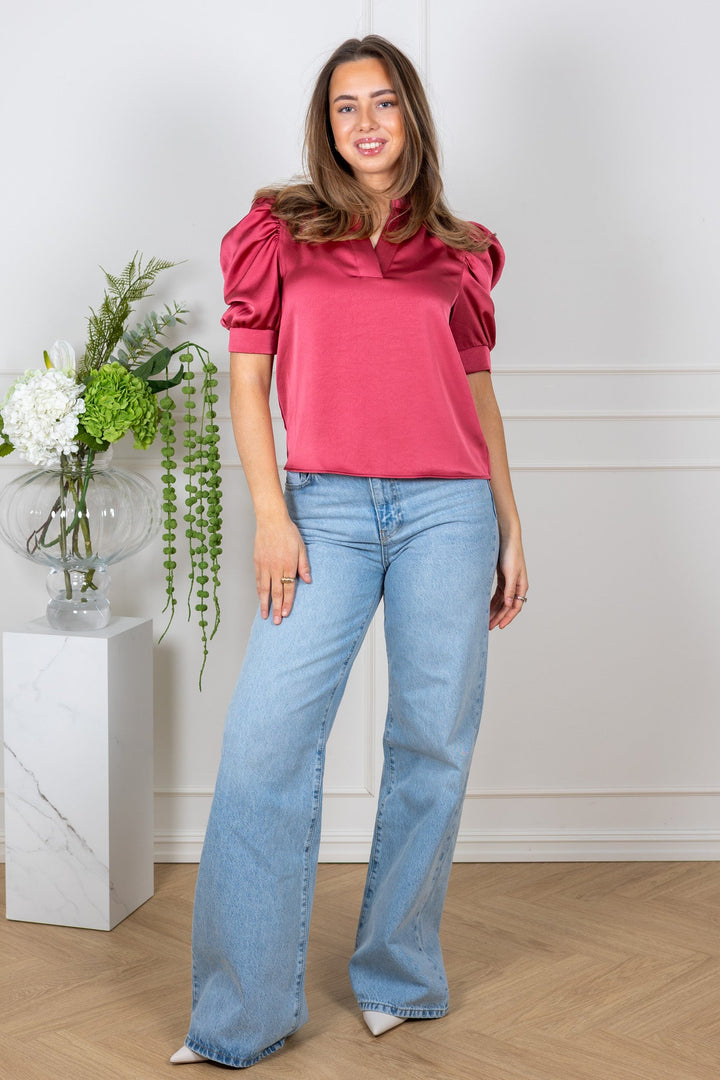 Roella Heavy Sateen Blouse Cherry Pink | Skjorter og bluser | Smuk