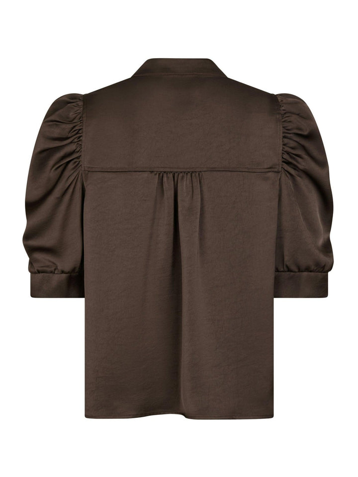 Roella Heavy Sateen Blouse Dark Brown | Skjorter og bluser | Smuk - Dameklær på nett