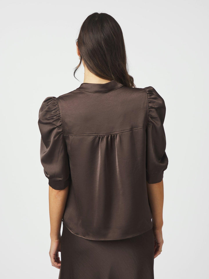 Roella Heavy Sateen Blouse Dark Brown | Skjorter og bluser | Smuk - Dameklær på nett