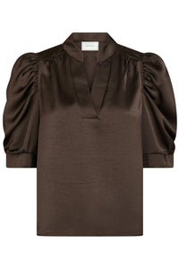 Roella Heavy Sateen Blouse Dark Brown