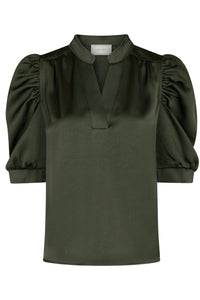 Roella Heavy Sateen Blouse Deep Green