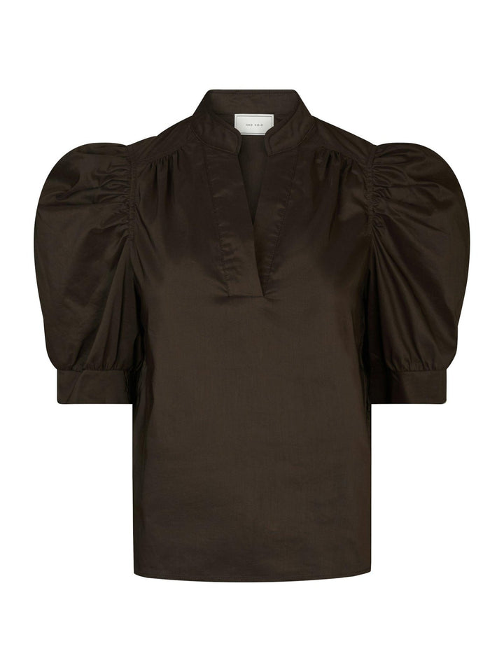 Roella Poplin Blouse Chocolate Brown | Skjorter og bluser | Smuk