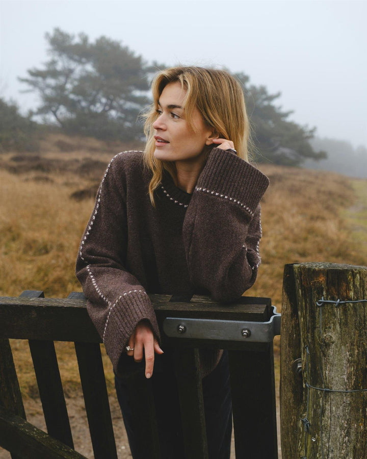 Roeme Knit Stitch Blouse Brown Melange | Genser | Smuk - Dameklær på nett