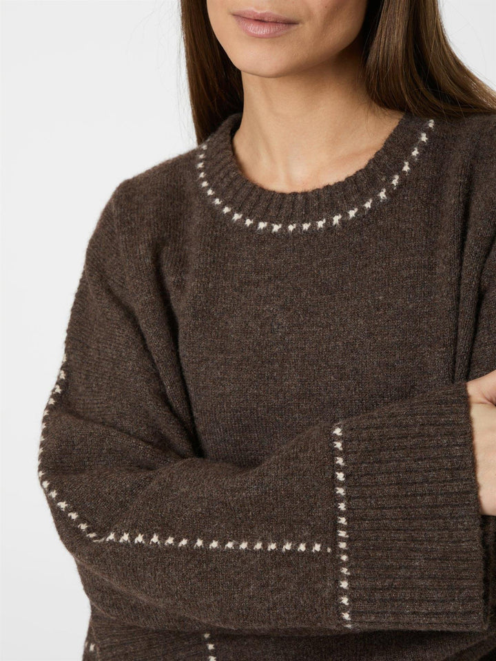 Roeme Knit Stitch Blouse Brown Melange | Genser | Smuk - Dameklær på nett