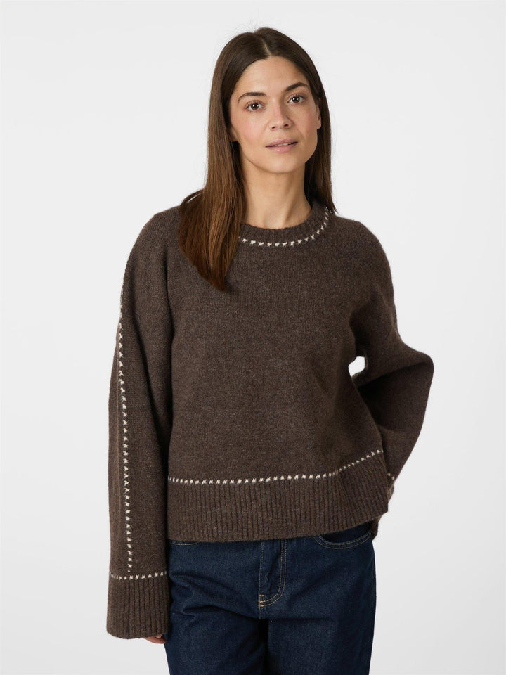 Roeme Knit Stitch Blouse Brown Melange | Genser | Smuk - Dameklær på nett