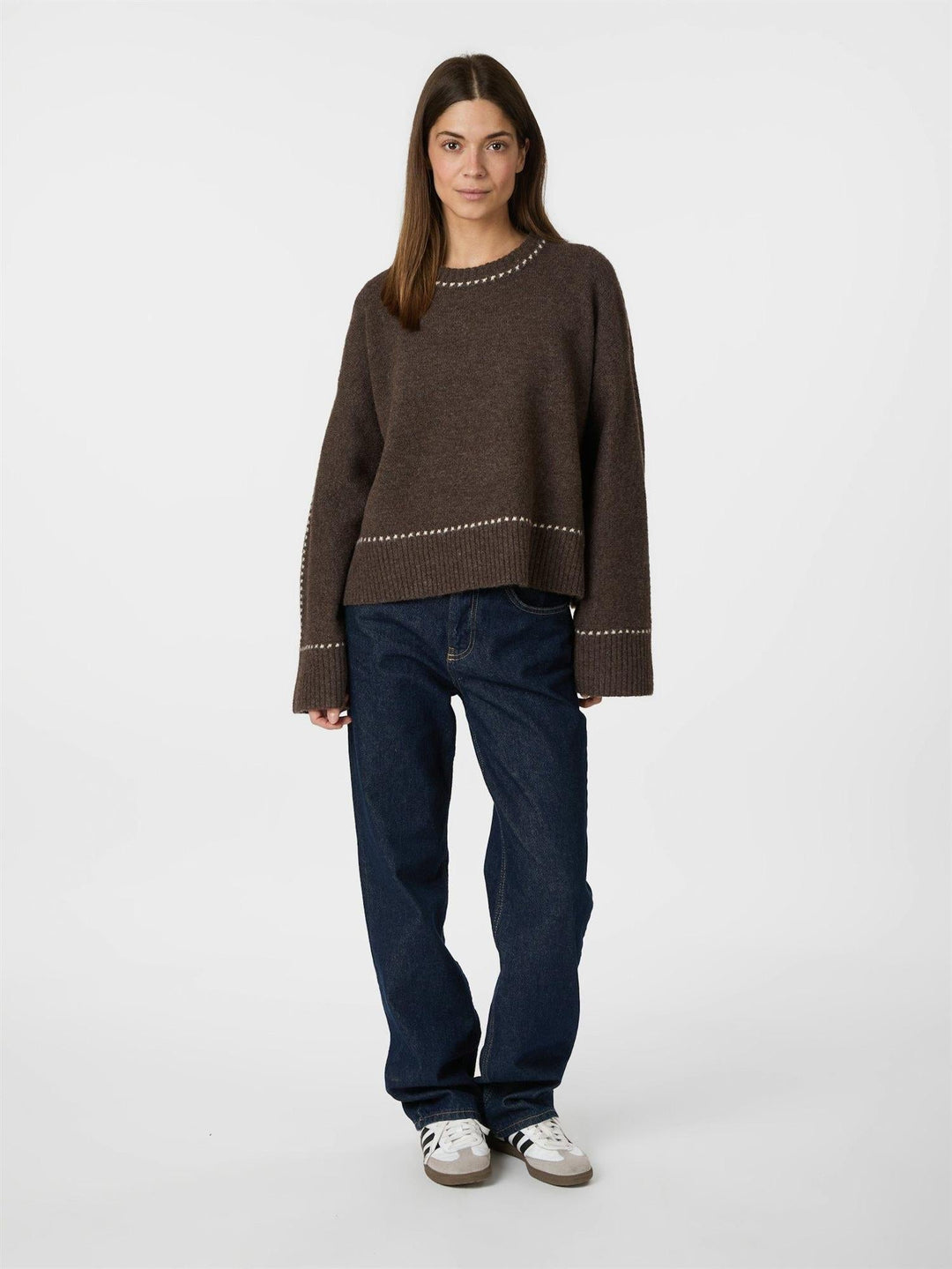 Roeme Knit Stitch Blouse Brown Melange | Genser | Smuk - Dameklær på nett