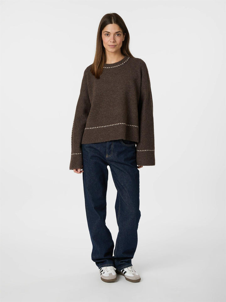 Roeme Knit Stitch Blouse Brown Melange | Genser | Smuk - Dameklær på nett