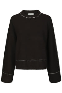 Roeme Knit Stitch Blouse Dark Brown
