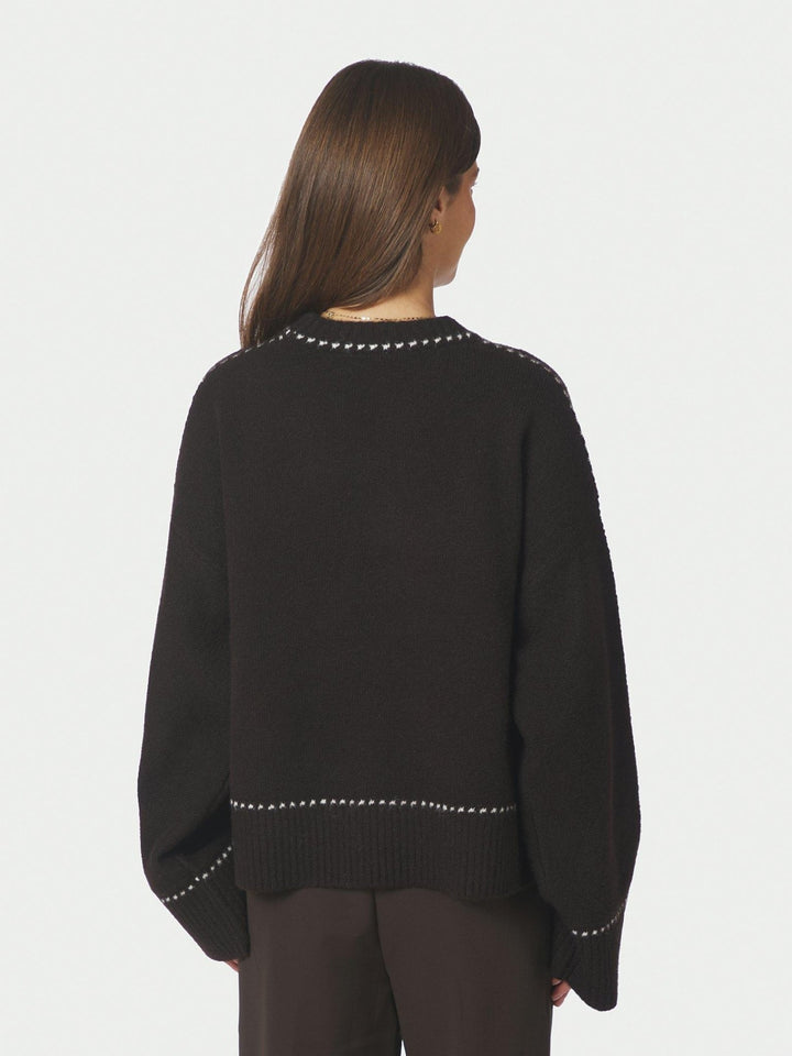 Roeme Knit Stitch Blouse Dark Brown | Genser | Smuk