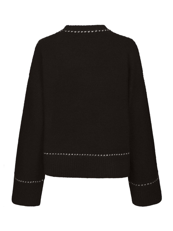 Roeme Knit Stitch Blouse Dark Brown | Genser | Smuk
