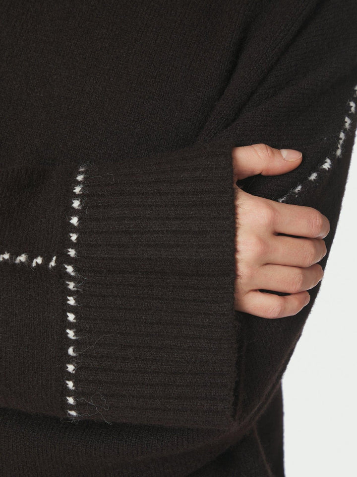 Roeme Knit Stitch Blouse Dark Brown | Genser | Smuk