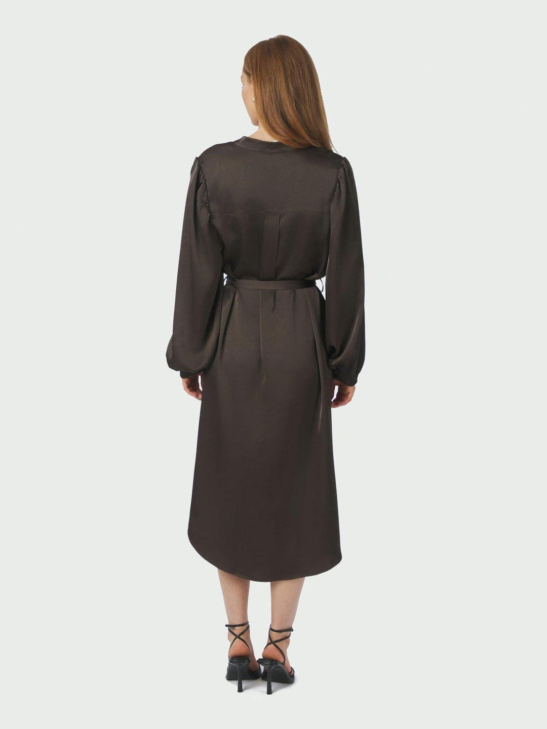 Rolana Heavy Sateen Dress Dark Brown | Kjoler | Smuk