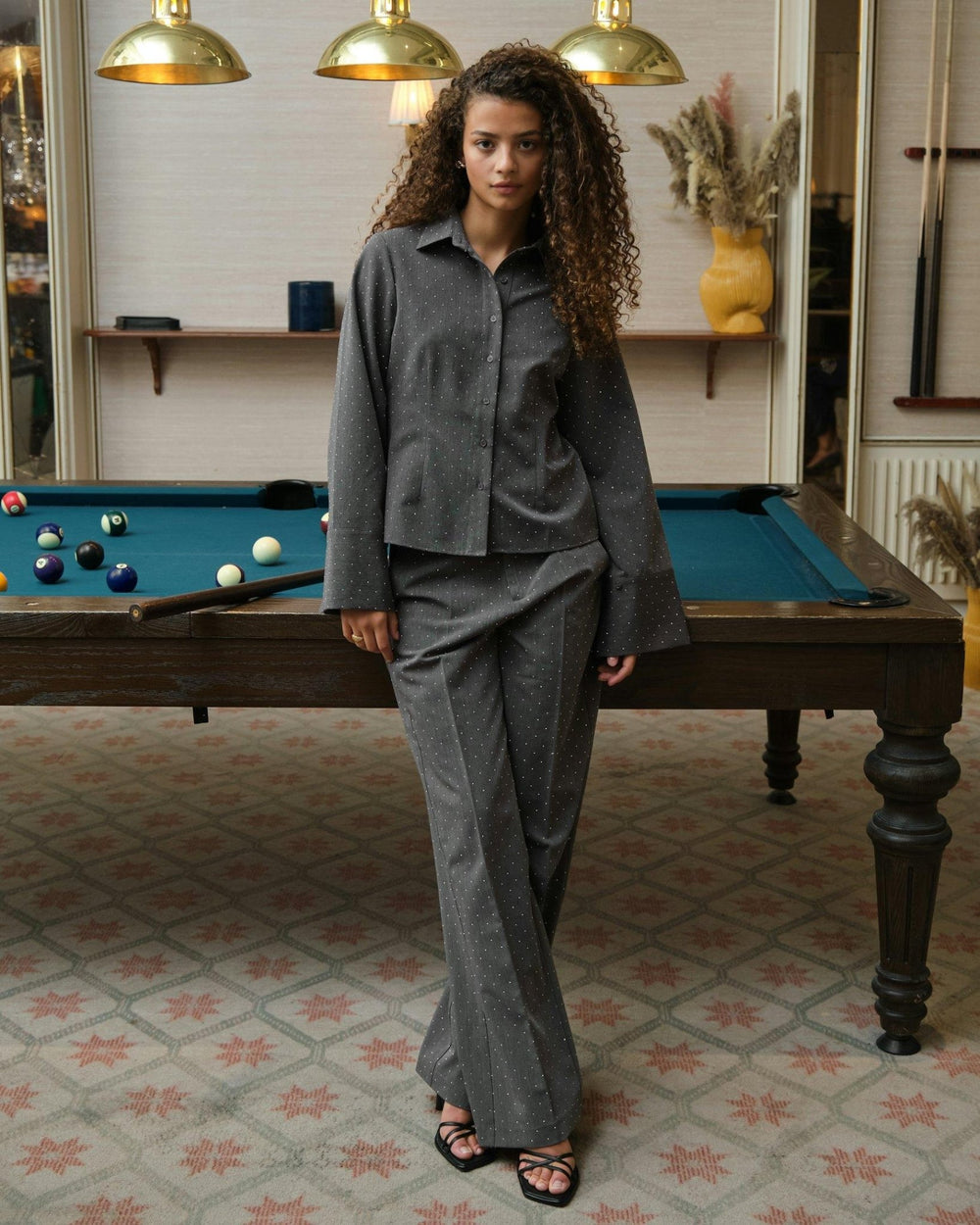 Rosa Bedazzled Shirt Grey | Skjorter og bluser | Smuk - Dameklær på nett