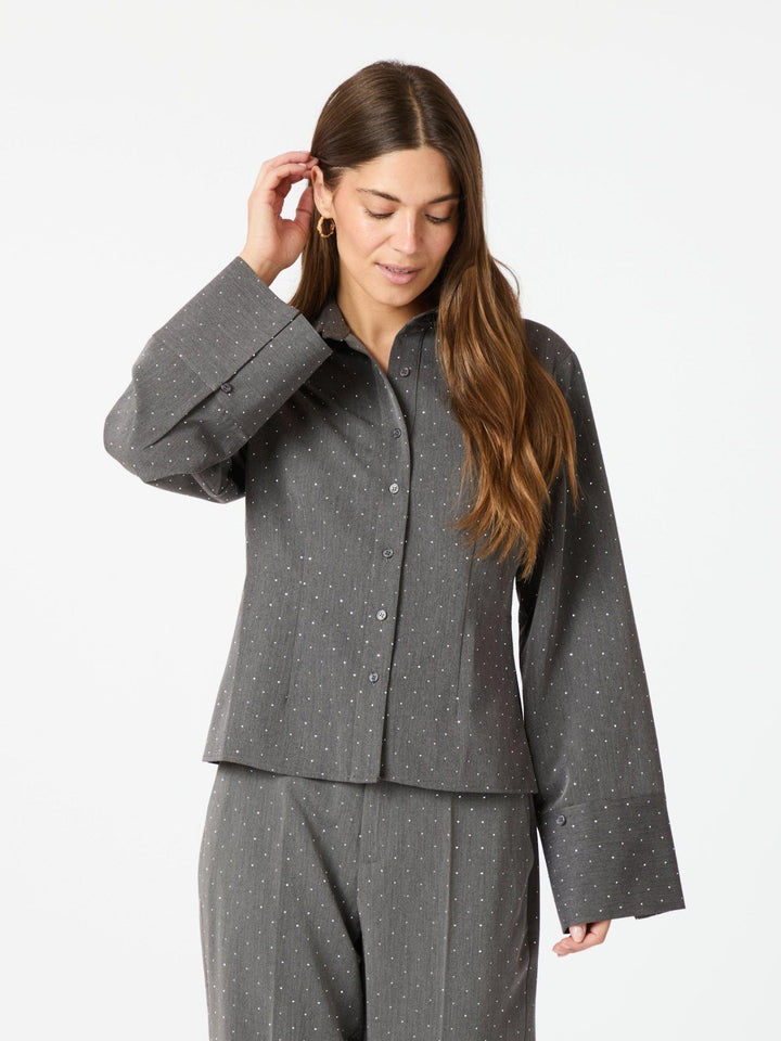 Rosa Bedazzled Shirt Grey | Skjorter og bluser | Smuk - Dameklær på nett